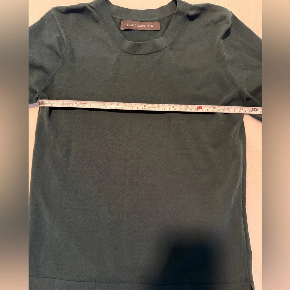 Sally LaPointe Short Cuff Sleeve Knit Tee Blouse Top Green Small Medium - Picture 3 of 6